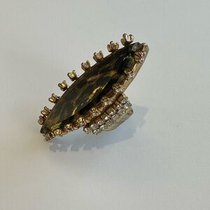 Vintage rare Betsey Johnson leopard lucite cocktail ring.